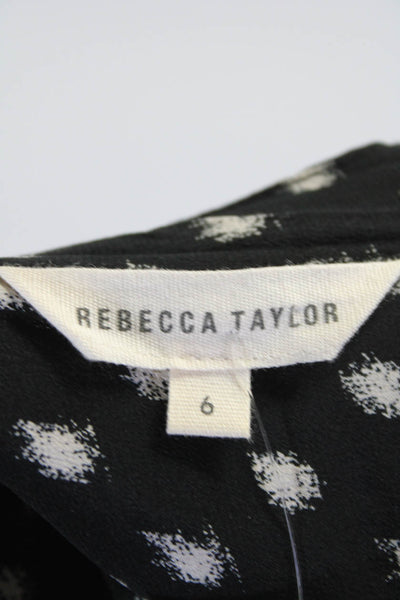 Rebecca Taylor Womens Spotted Sleeveless Button Up Top Blouse Black Size 6