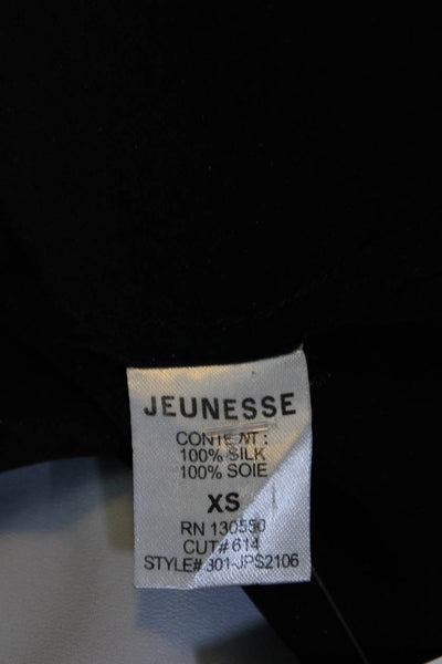 Jeunesse Womens Y Neck Sleeveless Shell Top Blouse Black Silk Size Extra Small