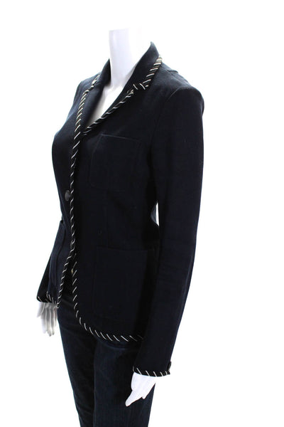 Rag & Bone Womens Striped Piping Three Button Pique Blazer Jacket Navy Size 2