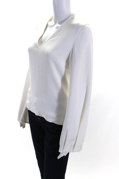Cushnie Et Ochs Womens Long Puff Sleeve V Neck Top Blouse White Size 6
