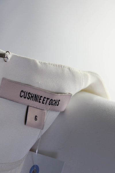 Cushnie Et Ochs Womens Long Puff Sleeve V Neck Top Blouse White Size 6