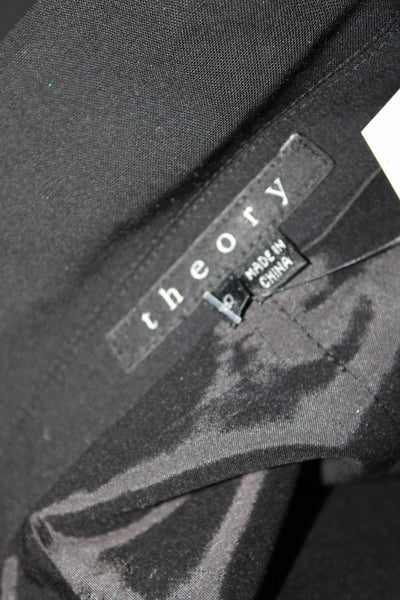 Theory Womens Woven Peak Lapel One Button Blazer Jacket Black Wool Size 0