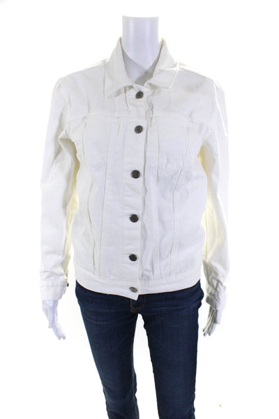 Pilcro and the Letterpress Womens Denim Button Up Jean Jacket White Size XS