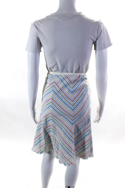 Margaret OLeary Women's Pull-On Fringe Hem Multicolor Flare Stripe Skirt Size S