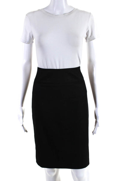 Stella McCartney Womens Back Zip Knee Length Pencil Skirt Black Wool Size IT 42