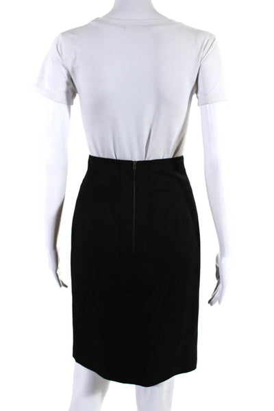 Stella McCartney Womens Back Zip Knee Length Pencil Skirt Black Wool Size IT 42