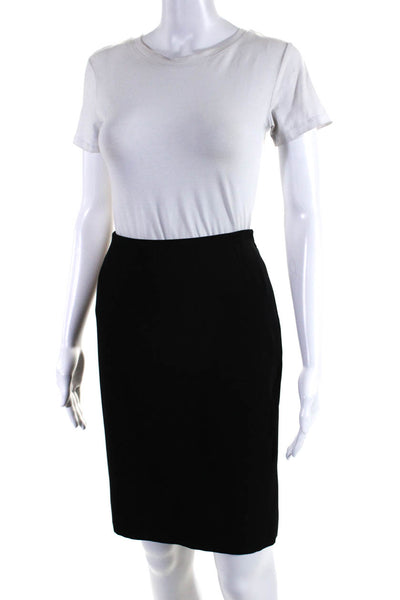 Balenciaga Paris Womens Side Zip Knee Length Pencil Skirt Black Cotton FR 40