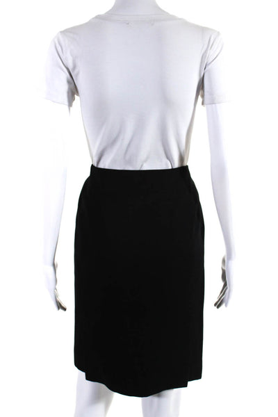 Balenciaga Paris Womens Side Zip Knee Length Pencil Skirt Black Cotton FR 40