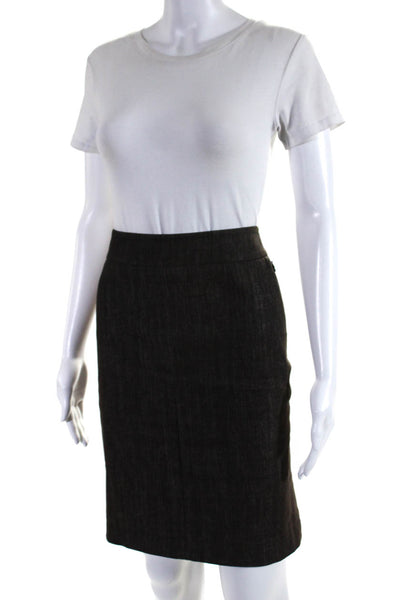 Akris Womens Brown Cotton Knee Length Lined Pencil Skirt Size 8