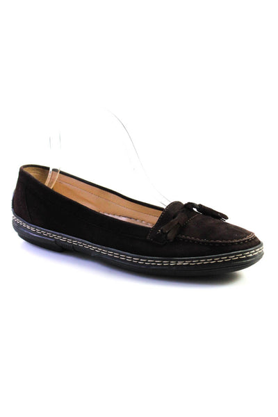 Manolo Blahnik Womens Dark Brown Suede Tassel Detail Loafer Shoes Size 8