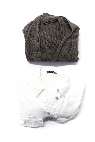 Zara Allsaints Womens Button Up Crop Top Cardigan White Gray Size M 10 Lot 2
