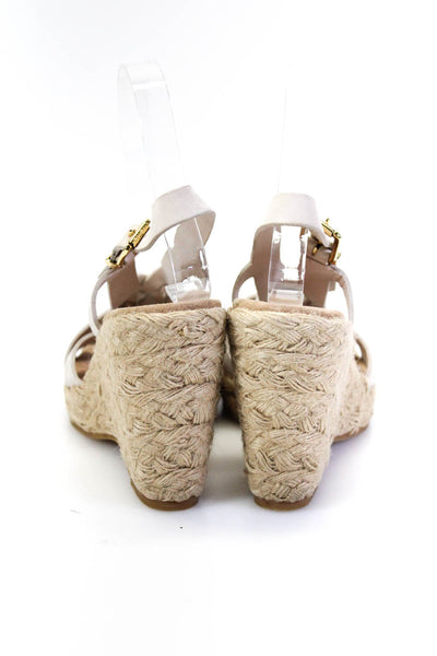 KORS Michael Kors Womens Wedge Heel Ankle Strap Espadrilles White Leather 7.5