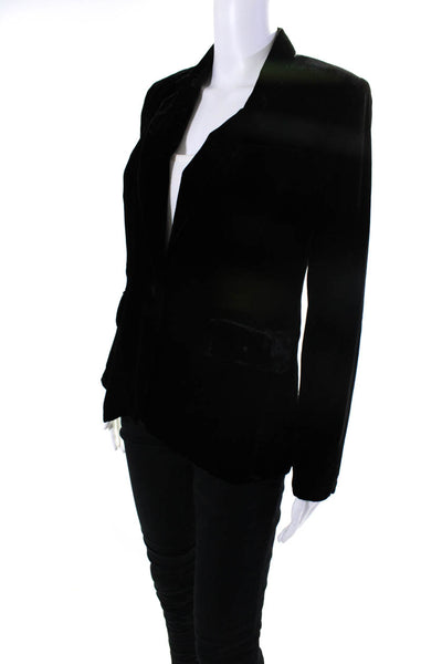 Joie Womens Black Velour One Button Front Pockets Long Sleeve Blazer Size 0