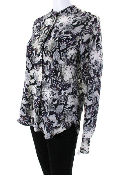 Isabel Marant Womens Gray Silk Snakeskin Print Button Down Blouse Top Size 34