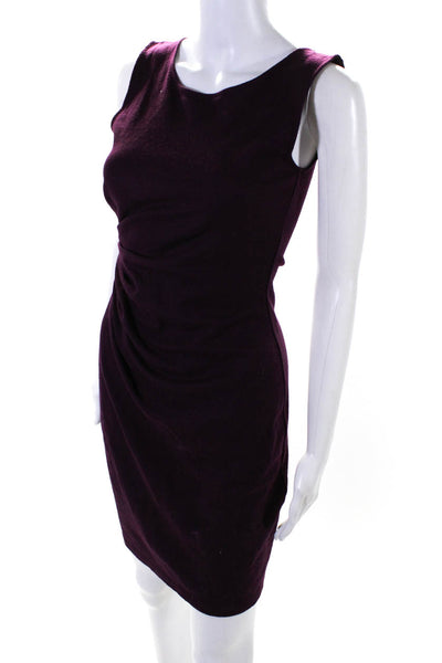 Theory Women's Wool Sleeveless Side Gathered Pencil Dress Purple Size 0