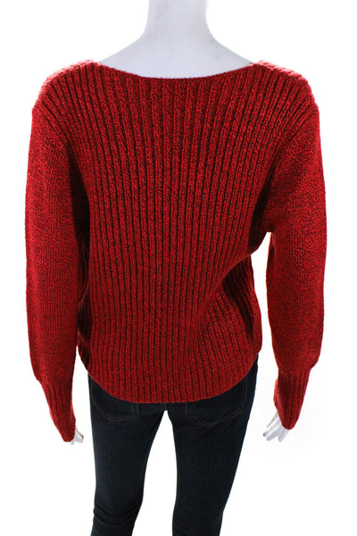 C/MEO Collective Womens Tight-Knit Long Sleeve V-Neck Wrap Sweater Red Size M