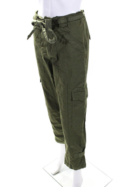 Alex Mill Womens High Rise Belted Slim Leg Cargo Pants Green Cotton Size 2