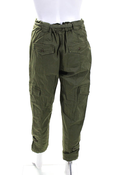 Alex Mill Womens High Rise Belted Slim Leg Cargo Pants Green Cotton Size 2