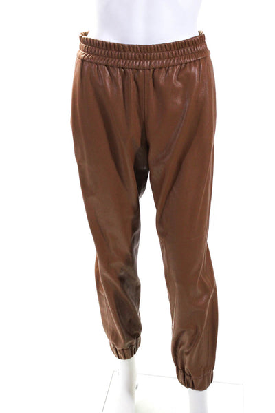 Alice + Olivia Womens Faux Leather Pull On Jogger Pants Brown Size Small