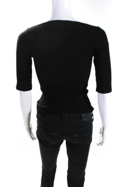 Reformation Jeans Womens Ribbed Scoop Neck Blouse Black Size Small