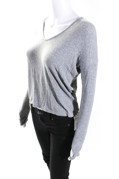 Nili Lotan Wiomens Long Sleeves V Neck Blouse Gray Size Extra Small