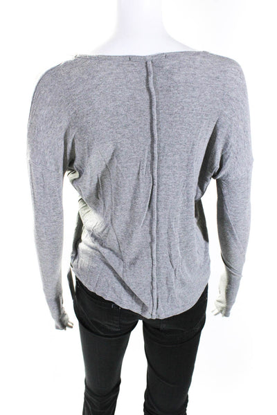 Nili Lotan Wiomens Long Sleeves V Neck Blouse Gray Size Extra Small