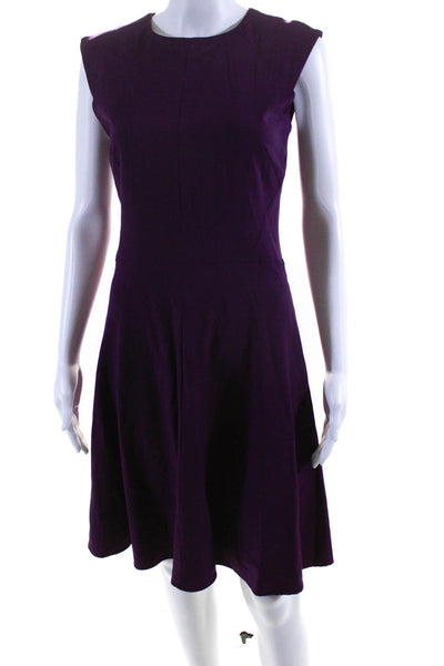 MM. La Fleur Womens Cap Sleeve Round Neck A Line Knee Length Dress Purple Size 6