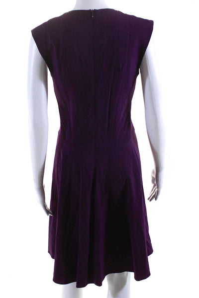 MM. La Fleur Womens Cap Sleeve Round Neck A Line Knee Length Dress Purple Size 6