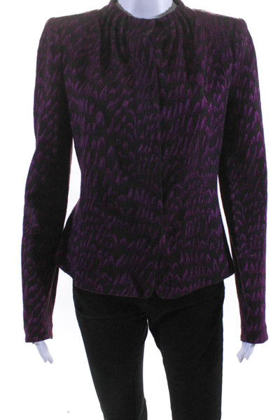 Armani Collezioni Womens Purple Printed Crew Neck Long Sleeve Jacket Size S