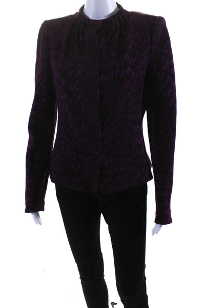 Armani Collezioni Womens Purple Printed Crew Neck Long Sleeve Jacket Size S