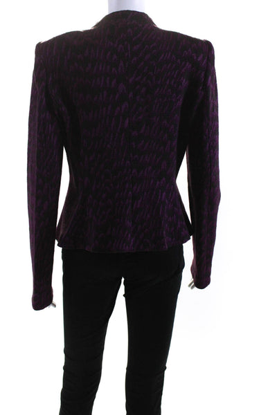 Armani Collezioni Womens Purple Printed Crew Neck Long Sleeve Jacket Size S