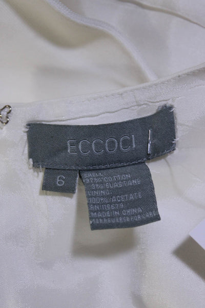 Eccoci Womens White Cotton Crew Neck Chain Detail Sleeveless Shift Dress Size 6