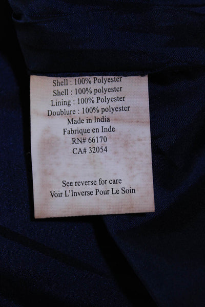 Pankaj & Nidhi Womens Blue Printed Crew Neck Short Sleeve Shift Dress Size 10P