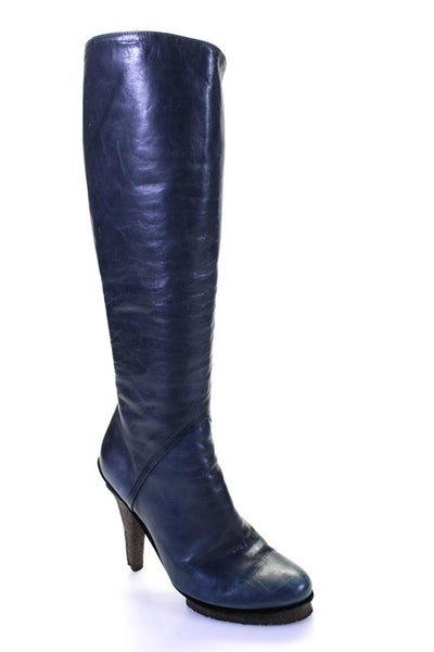 Dusica Dusica Sacks Women's Pointed Toe Cone Heels Knee High Boot Blue Size 8