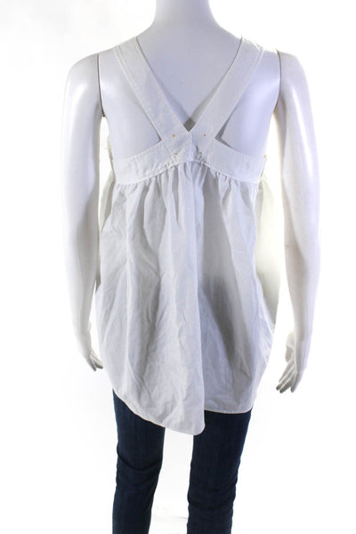 Forte Forte Women Square Neck Halter Sleeveless Babydoll Top Blouse White Size 1