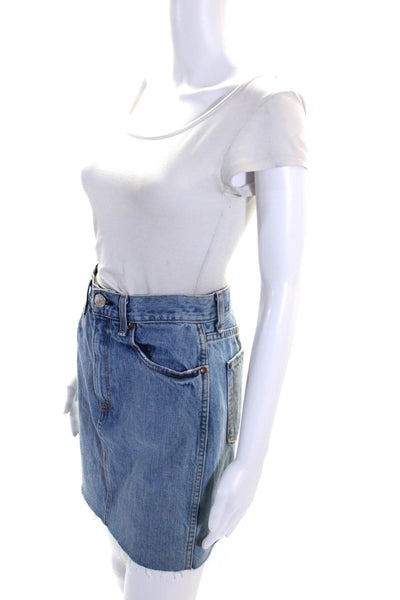 Rag & Bone Womens Unlined Cutoff Denim Mini Skirt Light Blue Size 25