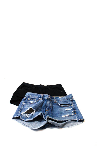 Rag & Bone Womens Mid Low Rise Distressed Denim Shorts Black Blue 24 25 Lot 2