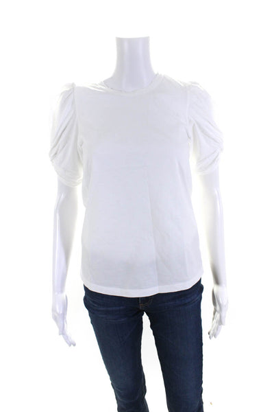 ALC Women's Cotton Knot Short Sleeve Round Neck T-shirt White Size XS