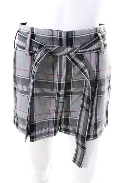 3.1 Phillip Lim Womens Gray Wool Plaid Belted High Rise Shorts Size 0