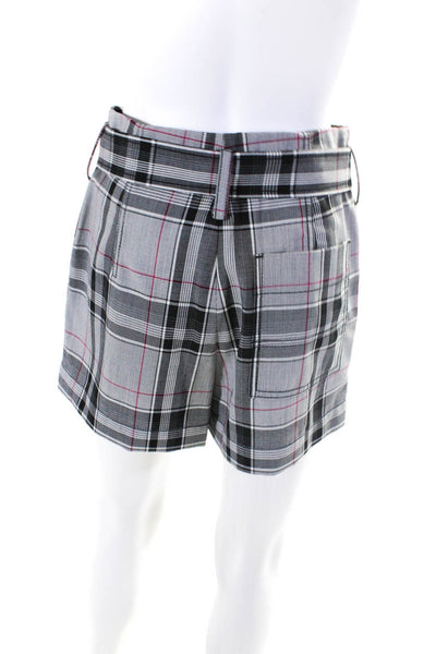 3.1 Phillip Lim Womens Gray Wool Plaid Belted High Rise Shorts Size 0