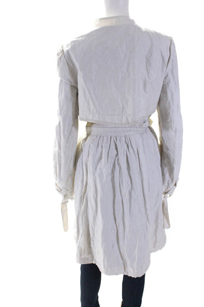 Hanii Y Womens Full Zipper Belted Coat Beige Cotton Size EUR 42