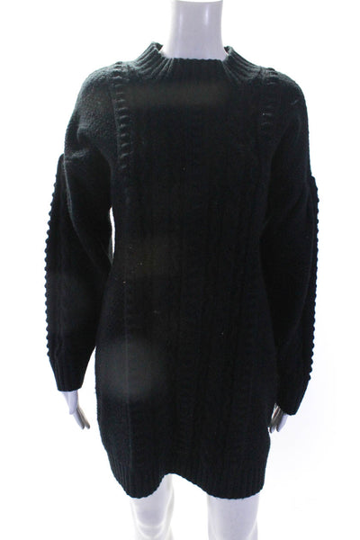 525 Womens Cable Knit Long Sleeves Sweater Dress Black Size Large