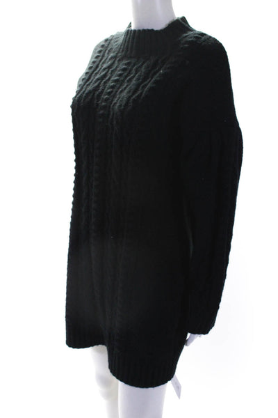 525 Womens Cable Knit Long Sleeves Sweater Dress Black Size Large