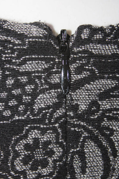 Parker Womens Cotton Metallic Floral Print Sleeveless A-Line Dress Gray Size S