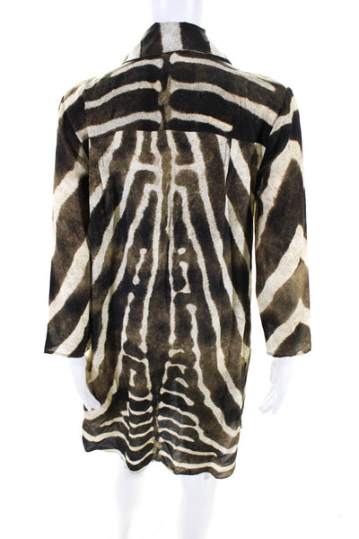 Haute Hippie Womens Animal Print Button Long Sleeve Collared Dress Brown Size XS