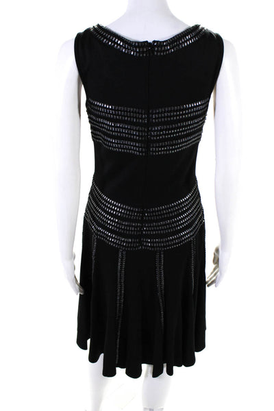 Tadashi Shoji Womens Spotted Striped Strappy Zipped Midi Dress Black Size XS