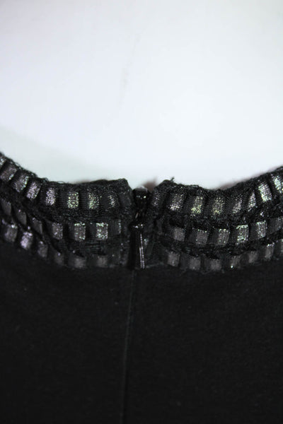 Tadashi Shoji Womens Spotted Striped Strappy Zipped Midi Dress Black Size XS