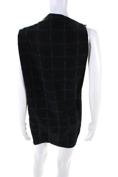 Allsaints Womens Silk Striped Pleated Shoulder Sleeveless Dress Black Size 0