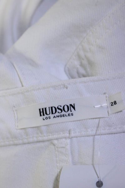 Hudson Mens Cotton Distress Buttoned Straight Leg Jeans White Size EUR28