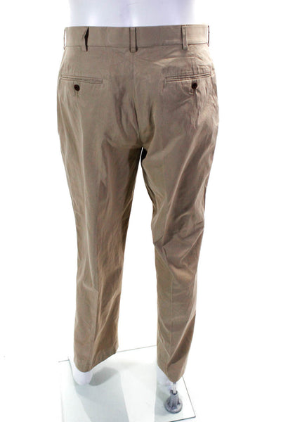 Polo Ralph Lauren Mens Zipper Fly Pleated Straight Leg Pants Brown Size 34x32